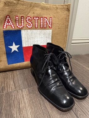 Michel Perry Leather Wingtip Brogue Laceup Ankle Boots